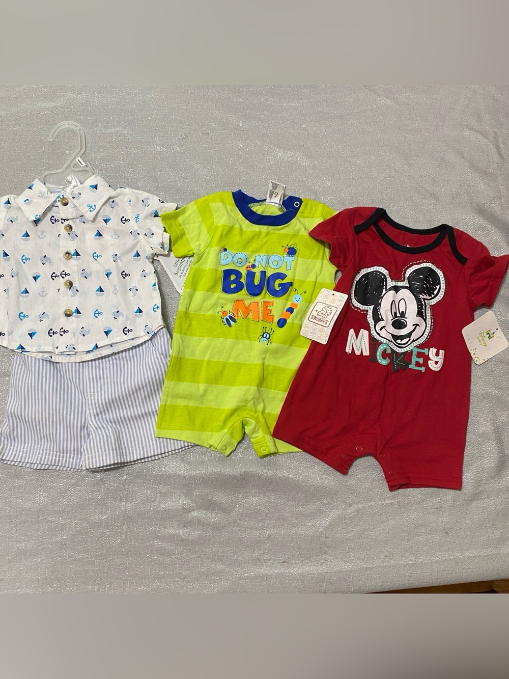 Baby Boy Outfit Bundle 3-6 Months Nautical Sailboat Set Mickey Mouse Romper